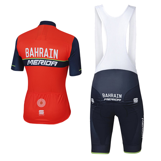 Maglia Bahrain Merida Manica Corta 2017 rojo e nero